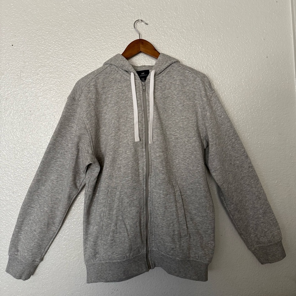 H&M Relaxed Fit Light Gray Zip-Up Hoodie size XS